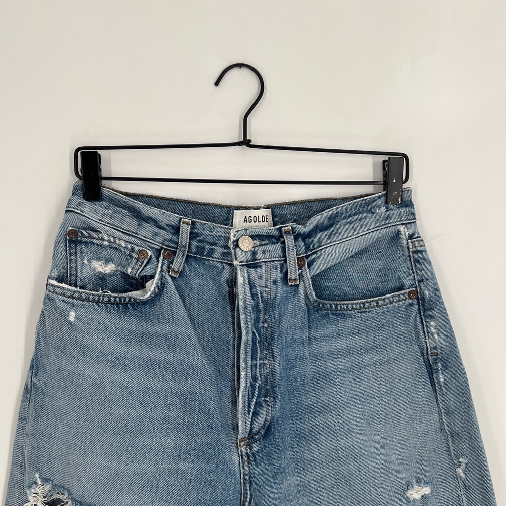 Agolde 90's Mid Rise Loose Distressed Straight Leg Jeans In Major